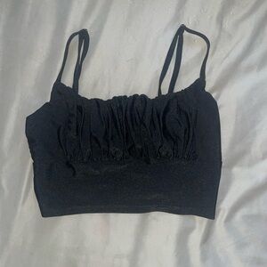 Black Ruched Crop Top